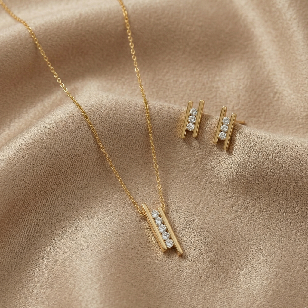 Schmuck-Set – 925 Silber vergoldet · Zirkonia