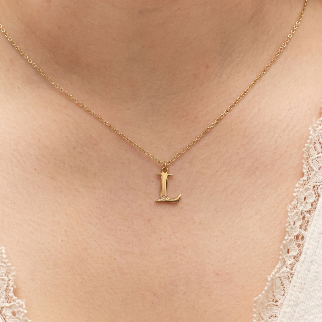 Personalisierte Buchstabenkette mit Diamant – 925 Silber
