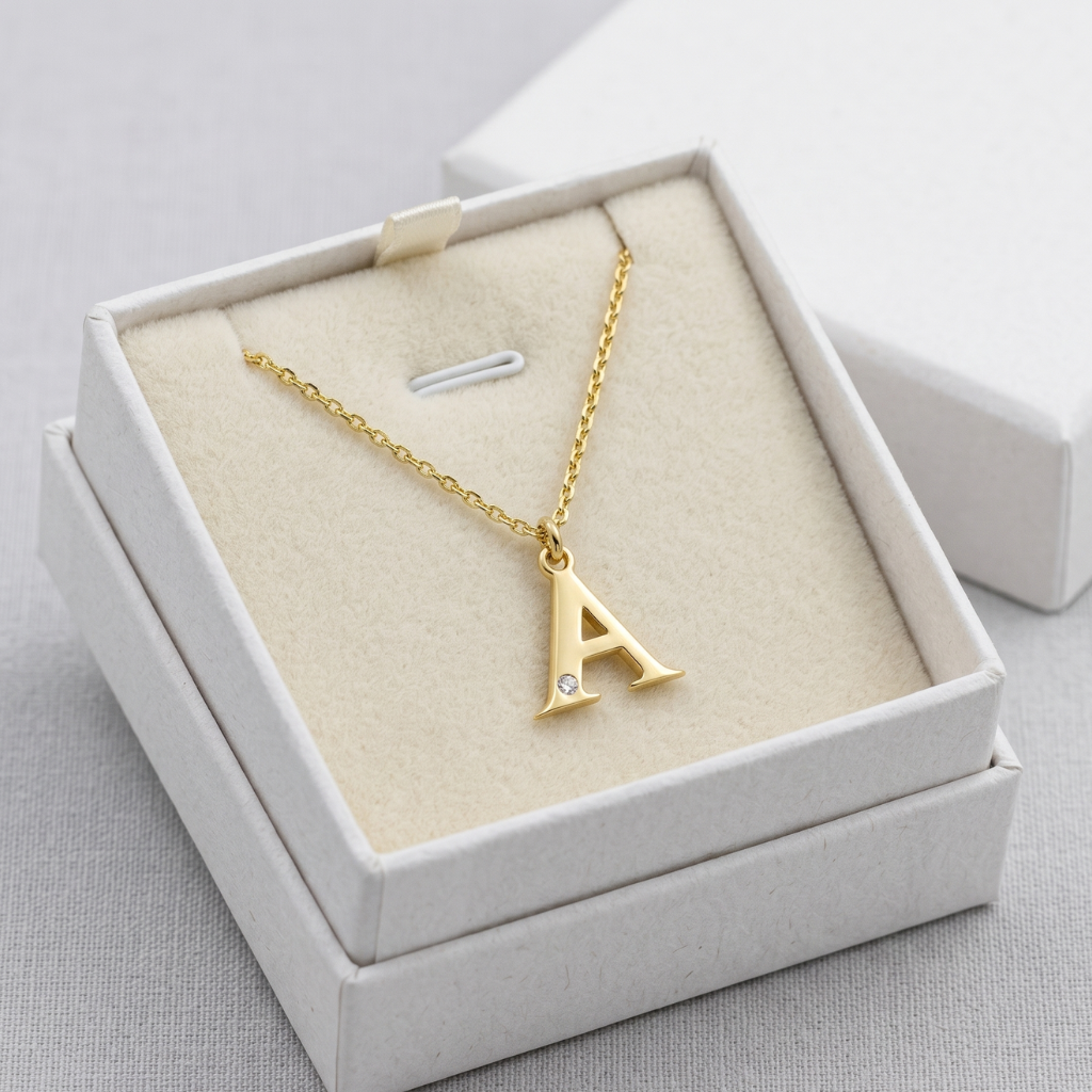 Personalisierte Buchstabenkette mit Diamant – 925 Silber