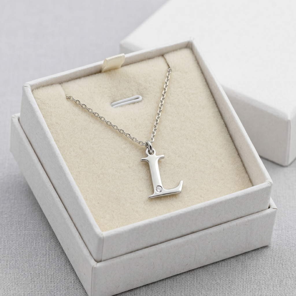Personalisierte Buchstabenkette mit Diamant – 925 Silber