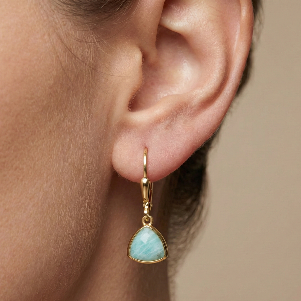 Ohrringe 925/- Sterling Silber vergoldet Amazonit