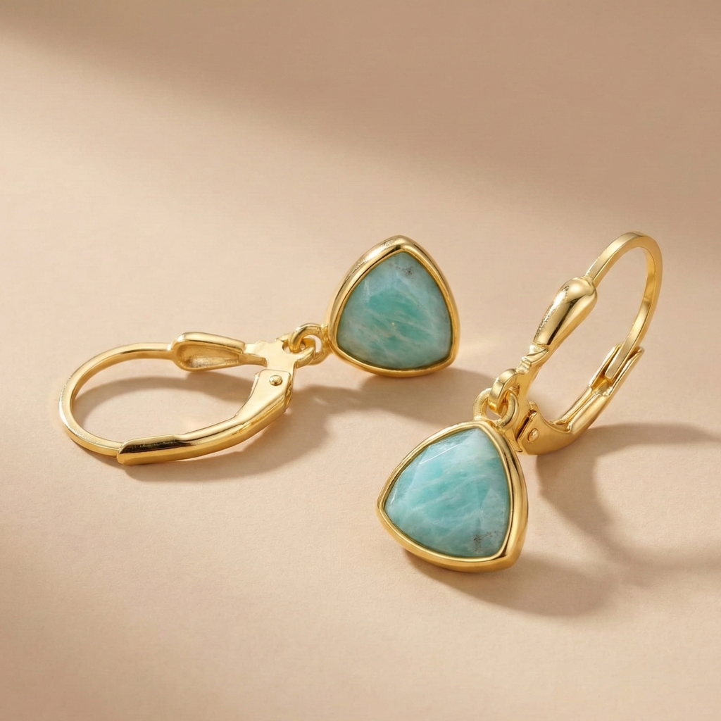 Ohrringe 925/- Sterling Silber vergoldet Amazonit